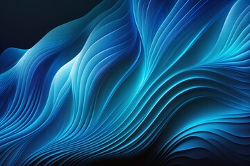 blue abstract background with waves, flowing liquid, generative ai	
