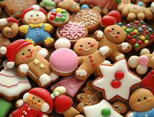 Fototapeta na wymiar colorful homemade cookies and gingerbread with glaze prepared for the holiday. generative AI