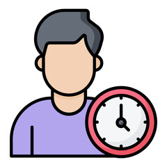Male Employee Line Color Icon