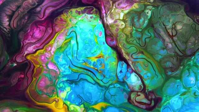 Abstract Colorful Color Ink Liquid Explode Diffusion Pshychedelic Paint Blast Movement.