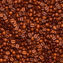 Obraz premium Realistic background of coffee beans. The pattern is seamless. Image created with Generative AI.