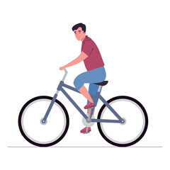 Exercising biker cycling with speed and motion