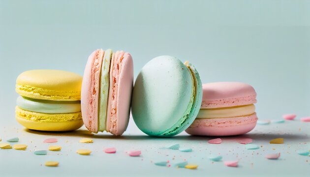 Vintage pastel colored French macaroons or macarons