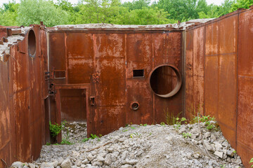 Abandoned secret nuclear bunker. Cold War command post, object 1180. Background
