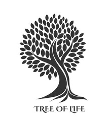 Obraz premium Tree with roots symbol illustration. Old tree icon design element.