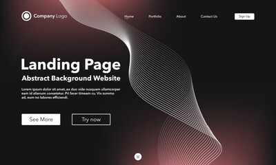 Gradient abstract wave background. Landing Page. Template for websites or apps. Modern design. Digital frequency track equalizer. Colorful shiny wave line. Curved wavy line smooth stripe. Vector style