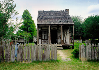 Traditional Acadian house at Louisiana State University Rural Life Museum at Baton Rouge,...
