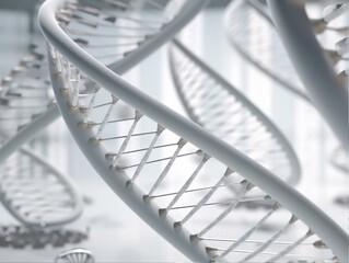 Abstract DNA Spirals. Biotech. Science. Innovation. MedTech. 3D