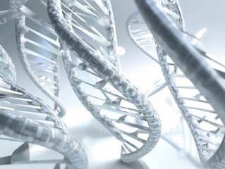 Abstract DNA Spirals. Biotech. Science. Innovation. MedTech. 3D