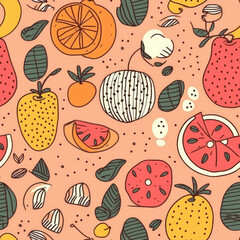 Seamless Fruit patterns in various art styles