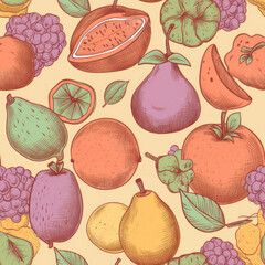 Seamless Fruit patterns in various art styles