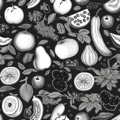 Seamless Fruit patterns in various art styles