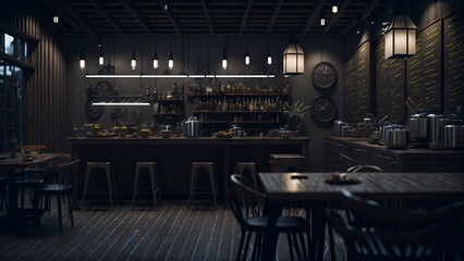 Fototapeta na wymiar Interior Design Bar - coffee shop cafeteria AI 3