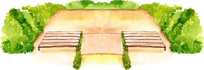 Watercolor background for wedding celebration, ceremony, field, landscape © Mariia
