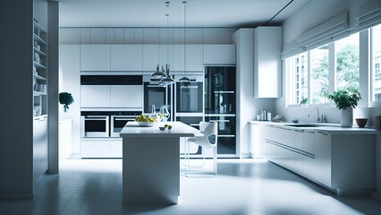 Interior Design white modern kitchen Generative  AI 3