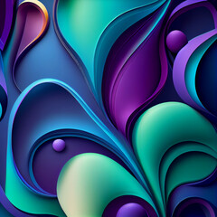 Teal blue purple and green, art website background, organic shapes, Generative AI