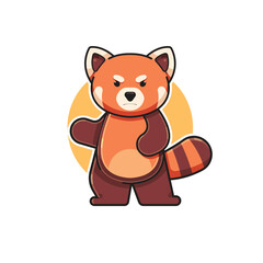Obraz na płótnie Canvas vector illustration of a cute red panda character doing kungfu moves, red panda mascot animal logo, cartoon animal
