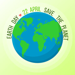 Earth day, green earth globe with the map