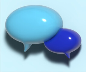 3d chat message icon on blue background