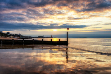 Fototapeta na wymiar A groyne at Bournemouth Beach, Dorset