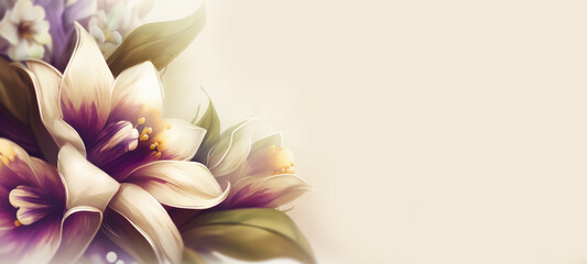 Festive flower arrangement for Mother's Day, copy space. Template for postcard, advertisement