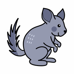 Chinchilla on  white background. Illustration for child in cartoon style.