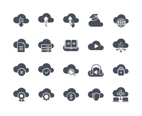 Fototapeta premium Cloud computing black set
