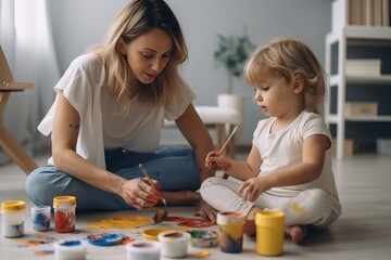 Obraz na płótnie Canvas mother and child painting