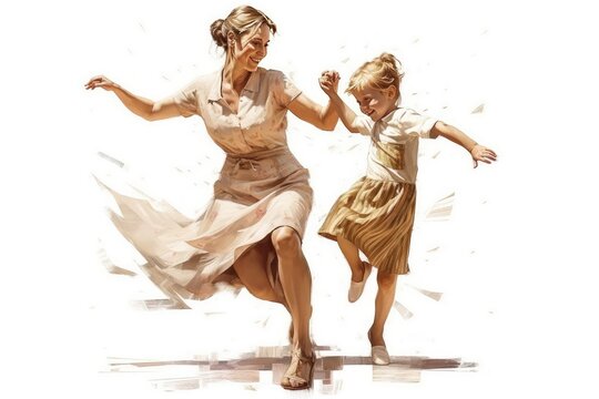 mother and daughter dancing