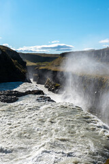 Close-up view of Gullfoss Falls on a sunny day, Iceland