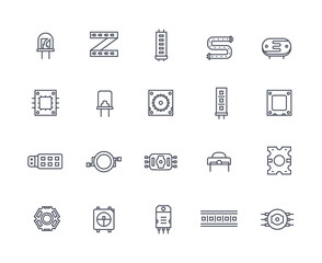 LED diodes outline icons set