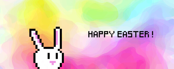 Easter web banner- Easter bunny on colorful background