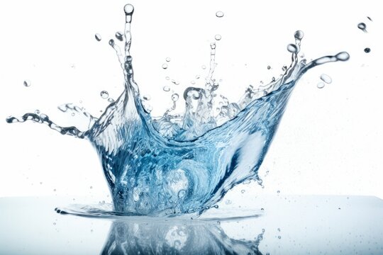 splashing water on white background close-up (color toned image)