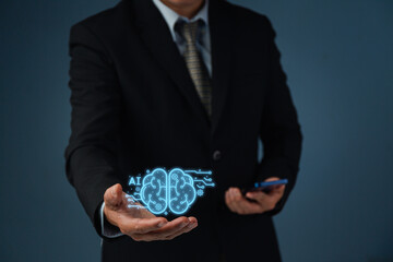 ChatGPT Chat with AI, Artificial Intelligence. man using technology smart robot AI, artificial...