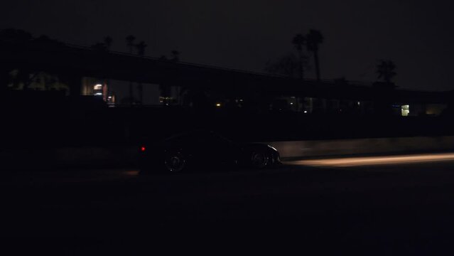 Driving on the highway at night