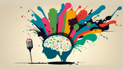 Creative singer mind illustration. Generative AI. 