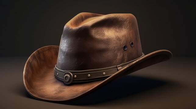Western cowboy hat with leather. Generative ai