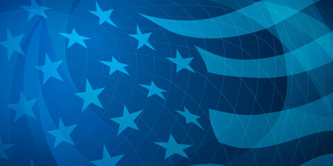 USA independence day abstract background with elements of the american flag in blue colors