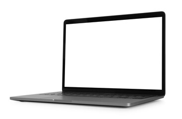 Modern laptop with blank screen isolated on white
