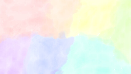 虹色カラフルな水彩風テクスチャ背景(16:9)