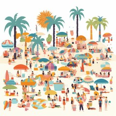 Obraz premium An illustration of summer beach clip art. Generative AI. 