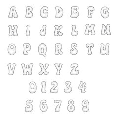 Wireframe alphabet A-Z capital letter with number.