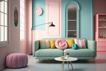 Fototapeta na wymiar modern colorful living room