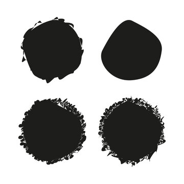 Brush spots circles in chinese style. Ink paint brush stain. Vector illustration.