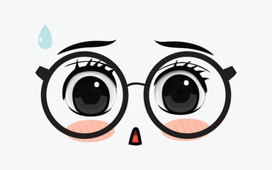 Obraz premium Vector of cute facial expressions by using glasses 