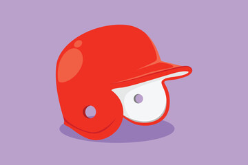 Graphic flat design drawing baseball helmet logo, label, icon, symbol. Helmet for various team sport like baseball, softball, T-Ball. Outdoor sports for competition. Cartoon style vector illustration