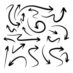 hand drawn arrow set. Doodle vector illustration. eps 10.