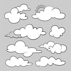 doodle set of clouds, vector illustration.