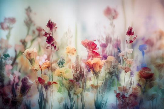 Beautiful and vibrant photo of a flower bouquet in ICM style, made with generative AI
