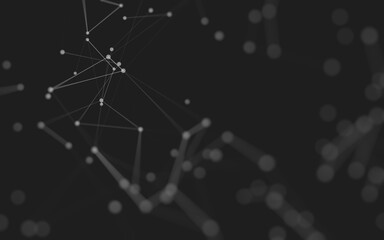 Abstract background. Molecules technology with polygonal shapes, connecting dots and lines. Connection structure. Big data visualization.